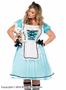 Alice in Wonderland, costume dress, lacing, apron, puff sleeves, XL to 4XL